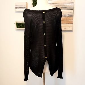 Pearl Split Back Button Detail Loose knit Top Sz S